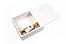 Antique Maple 16GB USB Flash Drive - Stained in Wedding White - Inserted into a Matching Maple Photo Box with Raffia Grass Inside Holds up to 125 4x6 Photographs.