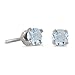 3 mm Petite Round Genuine Aquamarine Stud Earrings in 14k White Gold