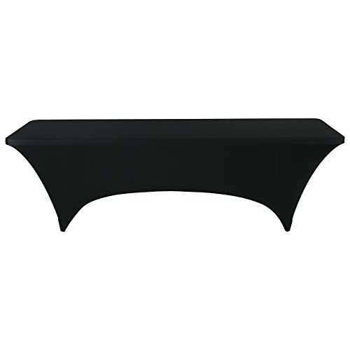 Iceberg 16531 Stretch Fabric Table Cover, Fits 96" x 30" Folding Tables, Black