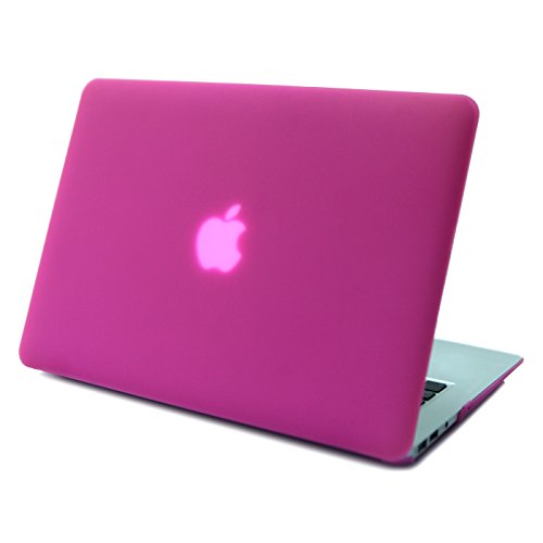 HDE Case for MacBook Air 13 Case Slim Hard Shell Rubberized See Through Matte Plastic Snap On Case Fits Models A1369 / A1466 (Fuchsia)