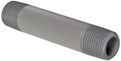 GF Piping Systems CPVC Pipe Fitting, Nipple, Schedule 80, Gray, 4" Length, 1/2" MPT