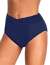 Utyful Braguitas de bikini de cobertura media con elástico en la cintura para dama Pantalones cortos de baño