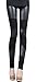 Grazing® Women Faux Leather and Polyester Splice Skinny Stretch Leggings,Black (3 Striped)