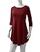 AMORE ALLFY Women's 3/4 Sleeve Round Neck Flare Hem Tunic Burgundy X-Large