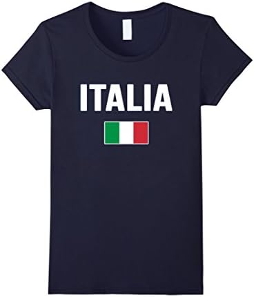 Womens ITALIA T-shirt Italian Flag Tee Italy Gift Italians Medium Navy