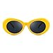 Armear Women Vintage Clout Goggles Oval Sunglasses Retro Hip Hop Style Small Round Eyeglasses Yellow