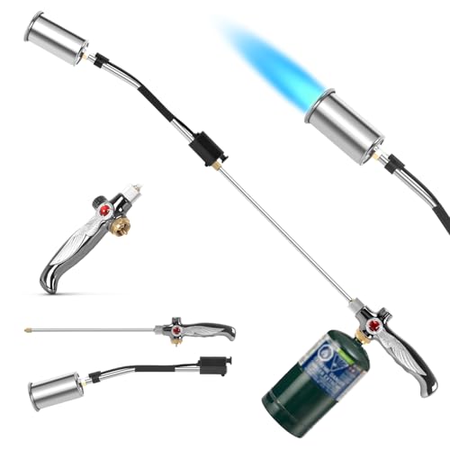 RUBDARK Propane Torch Weed Burner, High Output Weed Torch Flamethrower, 37" Heavy Duty Detachable Blow Torch for Garden,Wood,Stumps,Melting Ice,Snow Removal,Roofing,Camping,Outdoor (Tank Not Included)