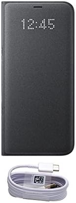 Galaxy S8+ LED Wallet Cover (Black) With Type-C Cable, Samsung Official Genuine