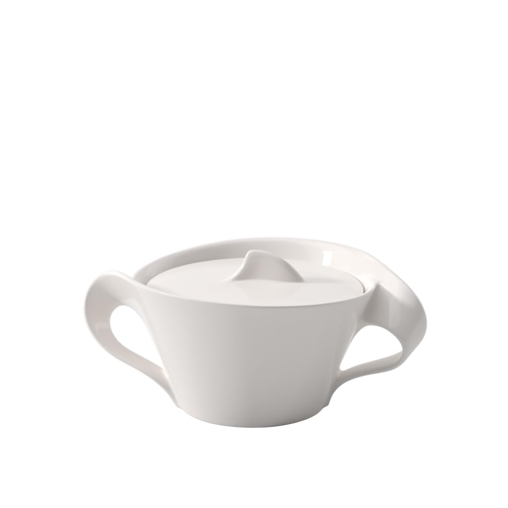 Villeroy & Boch - NewWave Sugar Bowl, Jam Jar with Lid, Curved Handle, Premium Porcelain, Dishwasher and Microwave Safe, White, 260 ml