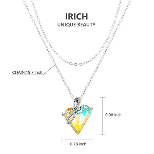 IRICH Infinity Love Heart Pendant Necklace for Women Silver Chain Birthstone Crystal Jewelry Gifts for Women Girls