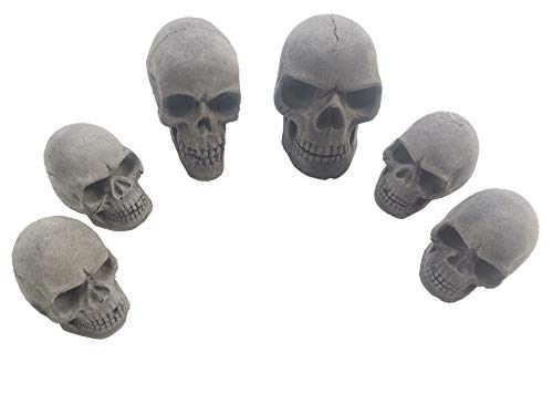 Burnable Imitated Human Skull Charcoal Handicrafts for Indoor or Outdoor Fireplaces, Firepit, Campfire, Halloween Decor, BBQ (Qty 6, Black)