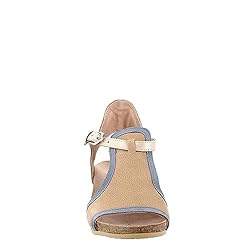 NAOT Women's Fiona Wedge Sandal Nude/Blue Combo