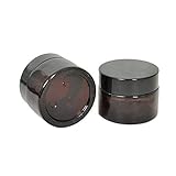 20g Amber Glass Cosmetics Jars with White Inner Liners and black Lids. Perfect Lotion Container for cosmetics and Face cream Lotion.Set of 15 Pack.