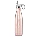 ICONIQ Stainless Steel Vacuum Insulated Water Bottle Includes Bonus Pop Up Straw Cap, 17 Ounce (Rose Gold with Gray Cap)