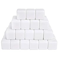 JEVERGN 16mm Acrylic Blank White Dice Cubes - D6 Dice with Dice Bag for Board Games, DIY, Fun and Teaching - 50Pcs