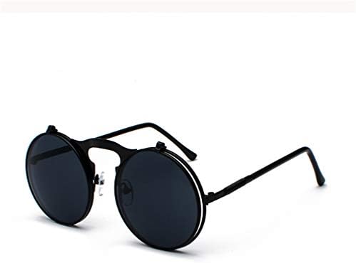 Retro Steam Punk Sunglasses Round Flip Up Metal Frame Glasses Ocean Red Lens Steampunk Sun Glasses Women Men CC1060