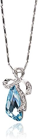 Frola "Flying Ribbon" Light Blue Austrian Crystal Pendant Necklace ,Women Fashion Jewelry