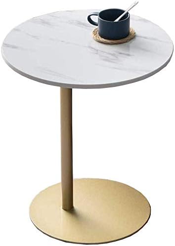 DEE Creative Office Tables Storage Shelf Marble Mini End Tables Living Room Round Sofa Side Table Snack Table Bedside Table Balcony Coffee Table, Home Bedroom Learn Work Desk,White