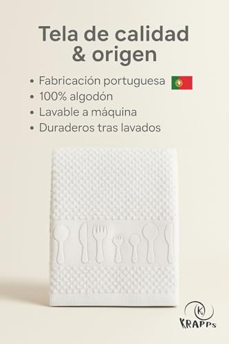 KRAPPS - 100% Cotton Kitchen Towels Made in Portugal - Cotton Kitchen Towels, Terry Cotton Kitchen Cloths, Kitchen Towels