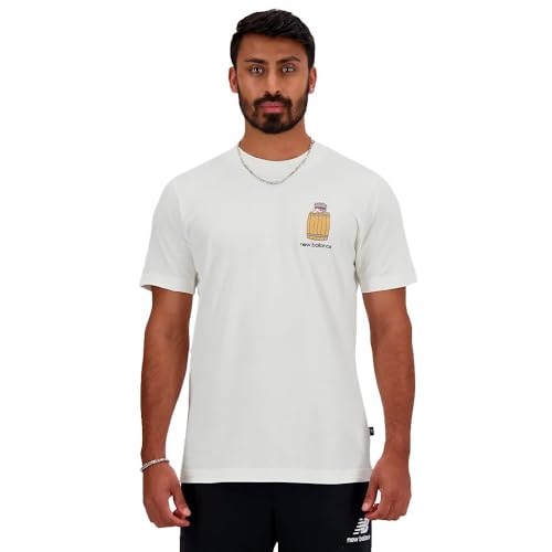 New Balance Camiseta de Manga Corta Hombre Sport Essentials Barrel Blanco - Marca EAN: 0197375341767 - Talla: S