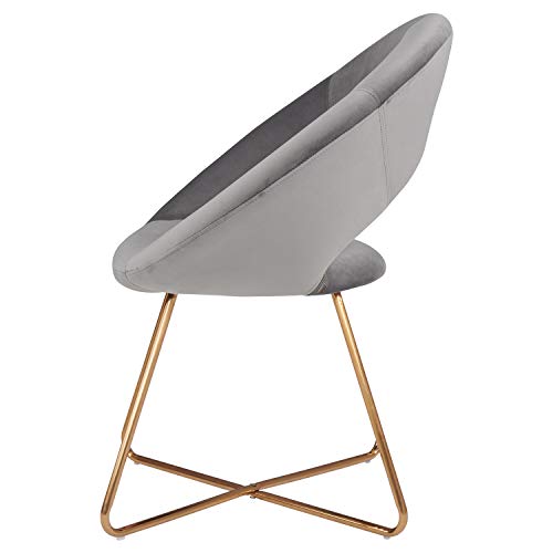 Modern Accent Velvet Fabric Chair Slipper Chairs Single Sofa Comfy Upholstered Arm Chair Living Room Furniture Grey