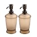 mDesign Modern Plastic Refillable Liquid Soap Dispenser Pump Bottle for Bathroom Vanity Countertop, Kitchen Sink - Holds Hand Soap, Dish Soap, Hand Sanitizer, Essential Oils - 2 Pack - Sand/Bronze