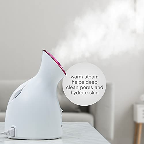 Panasonic Nano Ionic Compact Design with One-Touch Operation Facial Steamer with Ultra-Fine Steam - Spa Like Face Steaming At Home to Moisturize and Deeply Cleanse Skin, White / Pink