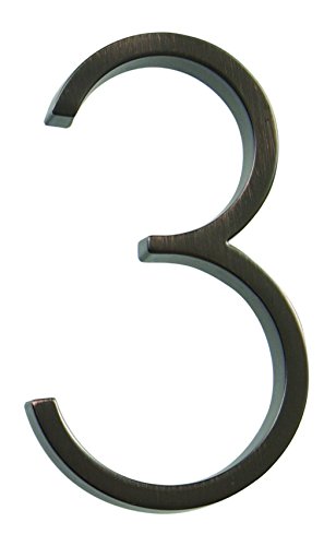 Distinctions by Hillman 843229 5-Inch Die Cast Floating/Flush Mount House Number, Aged Bronze, Number 3