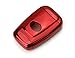iJDMTOY Chrome Finish Red TPU Key Fob Protective Case w/Button Cover Compatible with 2017/2018-up Toyota Camry Prius Prime Mirai C-HR, etc w/Push Start Engine Feature