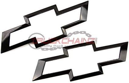 Truck Emblem Warehouse 2 New Custom Black & White Silverado 2014-2015 Grill Tailgate Bow TIE Set