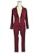 Womens 2 Piece Outfits Long Sleeve Suits Business Blazers with Pants Wine Red X-Large