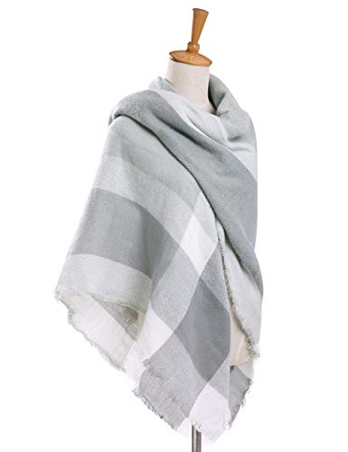 Bess Bridal Women's Plaid Blanket Winter Scarf Warm Cozy Tartan Wrap Oversized Shawl Cape