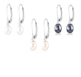 Queen Jewelers Sterling Silver Cultured Freshwater Pearls Leverback Earrings 7-8mm - Peacock
