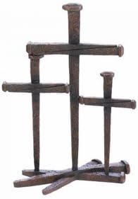 SKB Family Cross of Nails Trio Decor rustic nails mantel shelf unwavering polyresin