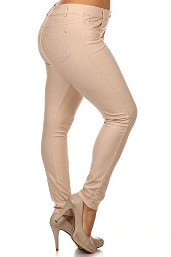 Solid Color Jeggings 1X-Large Camel 