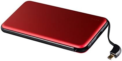 Power Bank External Battery Travel Charger 10000mAh 7MM with Build-in Lightning & Micro USB Cable for Android Devices Red