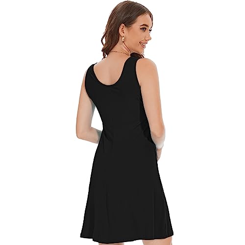 WOMEN SUMMER DRESSES BEACH SLEEVELESS CASUAL PLAIN SIMPLE DRESS ROUND NECK/V-NECK SOLID COLOR BASIC DRESSES