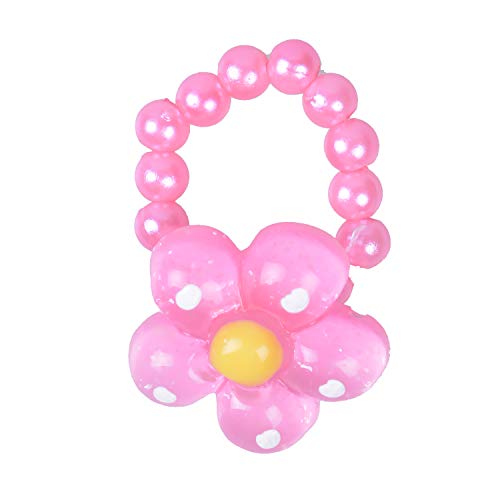 Larcenciel Kids Jewelry Flowers Necklace Bracelet Ring Earring Set Candy Colors Necklaces Children Play Pretend Dress Up (Rose) - Thumbnail 5