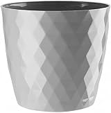 B2C Flowerpot Round Plastic Plant Pot Grey 12 cm 4 Colors 5 Sizes