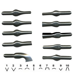 Pack of 25 Assorted Lino Cutter Blades 1 - 10