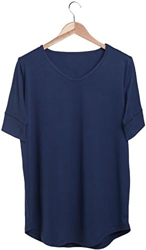 T-shirt short sleeve basic V-Neck straight cut, round at bottom, cuffs