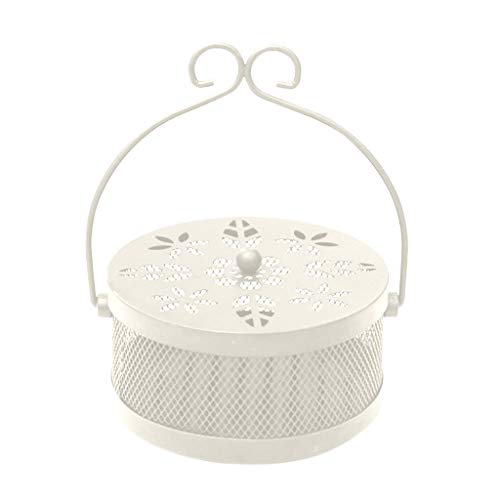 DIGOOD Mosquito Coil Holder Retro Portable Mosquito Incense Burner for Home and Garden (White)