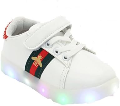 Passion Petals Boys/Girls Unisex White Band Led Shoes - Red