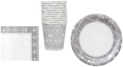 Floral Wedding Party Set ~ Includes Plates, Napkin and Cups (Serves 12)