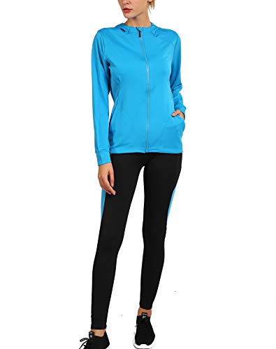 Activewear Sets for Women-Workout Clothes Gym Wear Tracksuits Yoga Jogging Outfit HoodieJacket Pant Legging 2PiecesSet Dodgerblue - Thumbnail 4