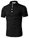 IDARBI Men's Slim Fit Casual Short Sleeve Mandarin Collar Button Henley T-Shirt
