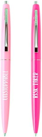 Inspirational ballpoint pens for women, great office gifts for boss, cute school office supplies for her, funny birthday gifts, Risk Taker, Unstoppable