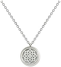 Modern Star Stainless Steel Silver-tone Aromatherapy Necklace Essential Oil Diffuser Locket Pendant Jewelry w/reusable felt pads!