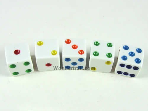 Rainbow Spotted D6 Dice 5ea