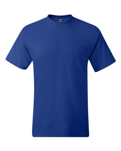 Hanes Short Sleeve Beefy Pocket T-Shirt Royal Blue XL